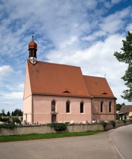 St Sebastian's Church from the south. Remodelled in 1740/42 by the Teutonic Order in the Rococo