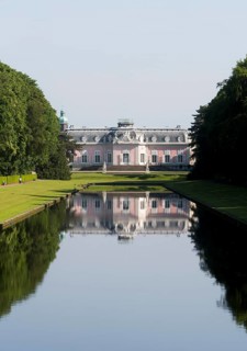 Castle park, view over the mirror pond to the castle