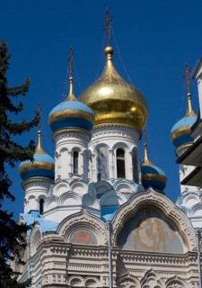 Czech Rep Karlovy Vary/Karlsbad. Domes of the Russian Church, St., Saint, Saint
