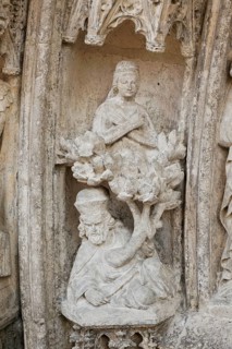 Main portal, vaulted figures, root of Jesse and Mary, St., Saint, Saint