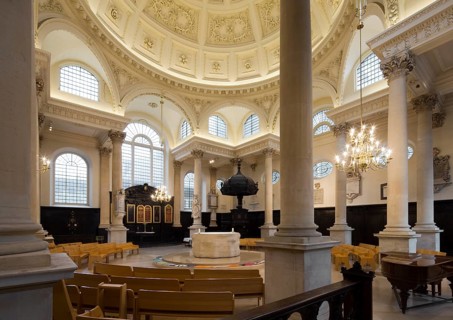 View to the south-east of the altar and pulpit, St., Sankt, Saint