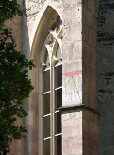 Abbey church from the south-east, sundial on the buttress, St., Sankt, Saint