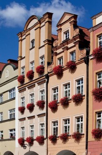 Arbour houses on the north-east side of the market square, view from the south-east, reconstruction