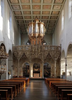 View to the east of the rood screen and organ, St., Sankt, Saint