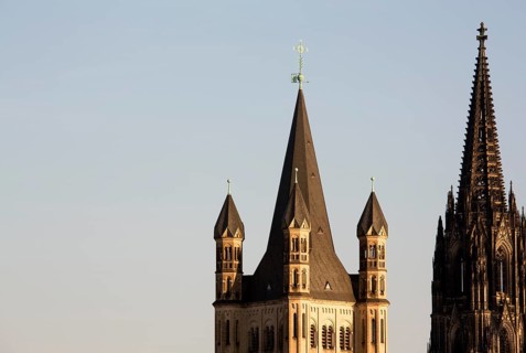 View from the Severinsbrücke bridge, behind it the cathedral, St., Sankt, Saint