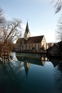 In the foreground is the Blautopf, a karst spring from which the Blau originates. At 21 metres