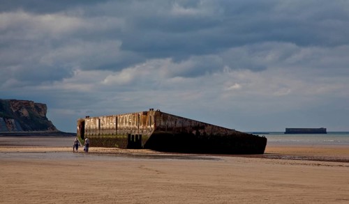 Channel coast with relics of the allied MULBERRY landing party on the sixth of June 1944, so-called