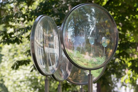 Krefeld, Ostwall, glass lenses by Adolf Luther Linsenallee from 1990