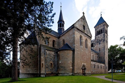 View from north-east, reconstruction of nave and towers 1855-66 by Ferdinand von Quast, St., Sankt,