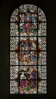 South transept window from 1901/1902 with scenes from the life of St Gertrudis