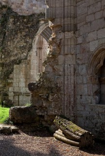 Begun in 1040, destroyed from 1562, detail with spolia at the so-called passage of Charles the