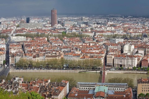 Lyon, view from Fourvière hill to the east
