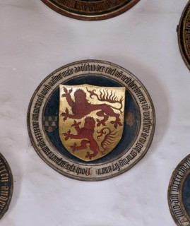 Nun's gallery, death shield of Lorenz von Wolfstein, 1439, St., Sankt, Saint