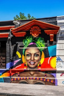 Graffiti art in the Bellavista neighbourhood, Santiago de Chile, Chile, South America