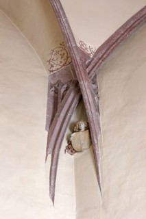 St Anthony's Chapel, vault base, crossed ribs, St, Saint, Saint