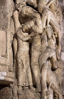Souillac, former abbey church of Sainte-Marie, portal sculptures, relocated inside in the 17th