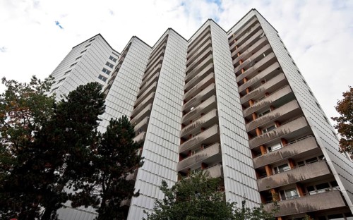 Large social housing estate, built 1962-75, designed by Walter Gropius, high-rise residential
