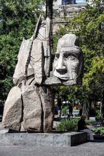 Monument to the indigenous people of E. Villalonos, Plaza de Armas, Santiago de Chile, Chile, South