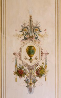 Hall on the upper floor with paintings by Benjamin and Jakob Orth, detail mural, St., Sankt, Saint