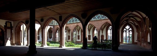 View through the connecting hall to the east into the small cloister, St., Sankt, Saint