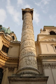 Reliefs on the triumphal columns by Johann Christoph Mader (1724-1730), scenes from the life of St