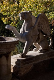 Main construction period 1907-1915 by Bernhard Sehring, viewing pulpit with sculptures of winged