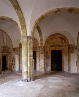 The 12th century porch with two naves on the north-west side, St., Sankt, Saint