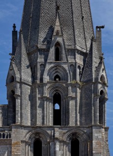 1195-1260 Main construction period, southern west tower, upper storeys from the west, St., Sankt,