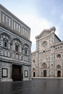 Florence, Firenze, Cathedral, Duomo Santa Maria del Fiore, Baptistery San Giovanni from southwest,