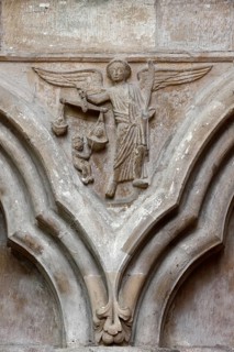 Angel with scales of sin in the south-east transept, St., Sankt, Saint
