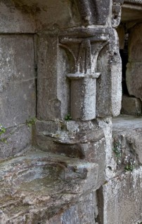 Walkenried Ruin of the monastery church Piscine on the left and credenza on the right in the