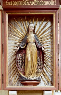 Gothic aureole Madonna. The Dominican Church of St Blasius in the old town of Regensburg was built