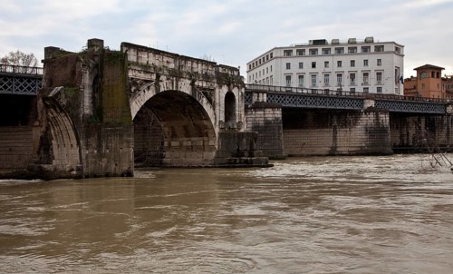 Bridge ruins in the Tiber