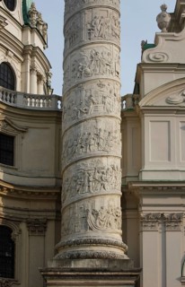 Reliefs on the triumphal columns by Johann Christoph Mader (1724-1730), scenes from the life of St