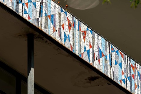 Krefeld, Ostwall 70-75, commercial building with reliefs on the balcony parapets by Curth Georg