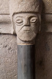 Pilgrimage church, Romanesque mask on the baptismal font, St., Saint, Saint