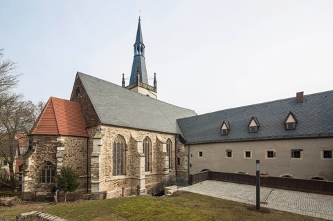 Luther city Eisleben St Annen Church. Church and monastery view from south-west, St., Sankt, Saint