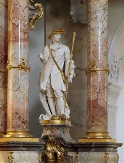 The peasant saint Wendelin at St Peter's altar. The Vierzehnheiligen Basilica near Bad Staffelstein