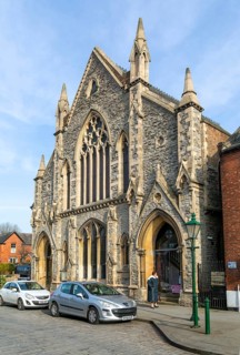 Gothic architecture of Bailgate Wesleyan Methodist Church building, Bailgate, city of Lincoln,