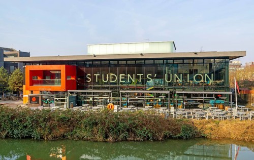 Students' Union building, Brayford campus, University of Lincoln, city of Lincoln, Lincolnshire,