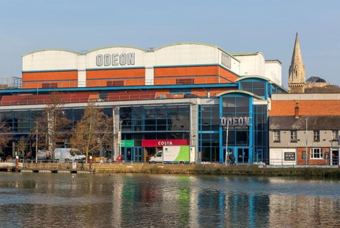 Odeon cinema on waterfront in leisure area of city centre, Brayford Pool, Lincoln, Lincolnshire,