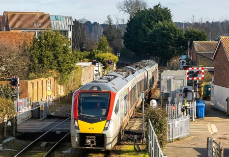 Greater Anglia, British Rail Class Stadler 755 bi-modal multiple unit passenger train arriving at
