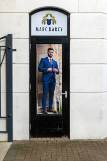 Poster advert for Marc Darcy menswear fashion brand mens' clothes, Chippenham, Wiltshire, England,