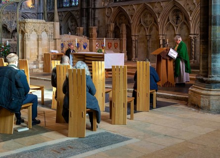 Christian religious service in Lincoln cathedral church, city of Lincoln, Lincolnshire, England, UK