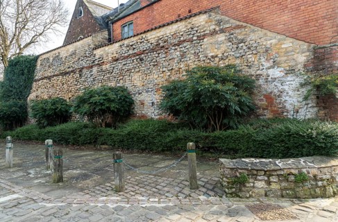 The Mint Wall, Roman town defensive wall of Lindum Colonia, city of Lincoln, Lincolnshire, England,