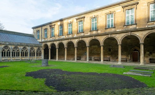 Cloisters of Lincoln cathedral church, city of Lincoln, Lincolnshire, England, UK