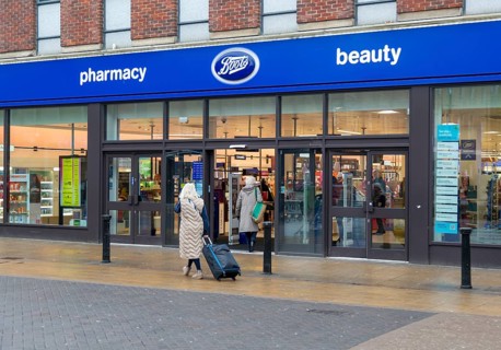 Boots pharmacy chemist shop, High Street, city of Lincoln, Lincolnshire, England, UK