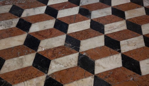 Italy Venice Zanipolo Church -292 coloured marble inlaid floor with ashlar pattern