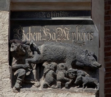 Wittenberg town church 79635 Sandstone relief with the so-called Judensau 79635 refers to the