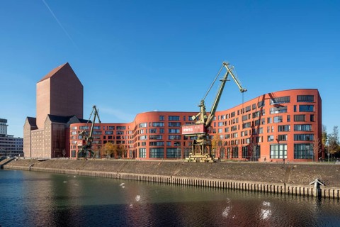 Duisburg, Inner Harbour, State Archive of North Rhine-Westphalia, built in 2010-2013 by the